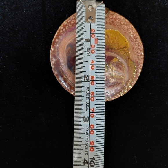 Vintage* 70s Jules Perrier Handmade Swirled Enamel Pendant with Pierced Earrings - Picture 5 of 6